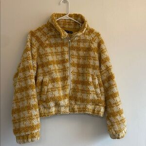 HYFVE Yellow and white checkered cropped jacket